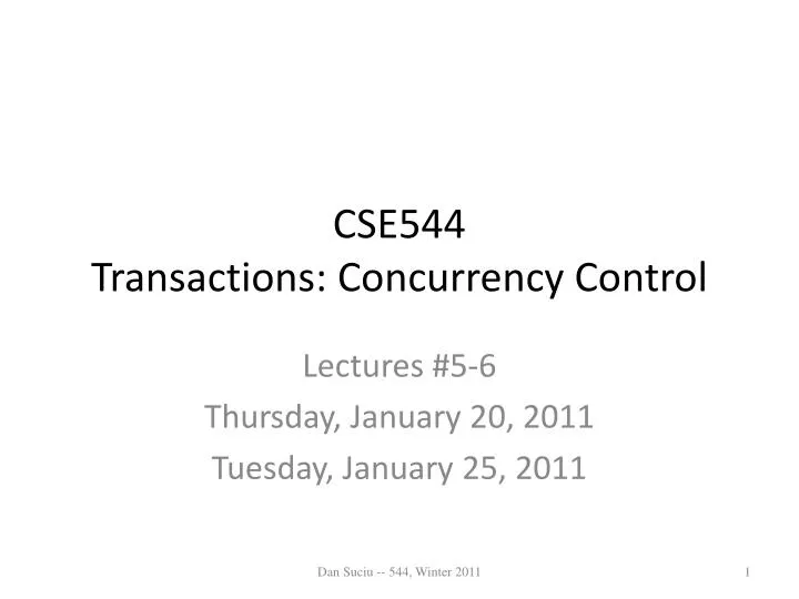 cse544 transactions concurrency control