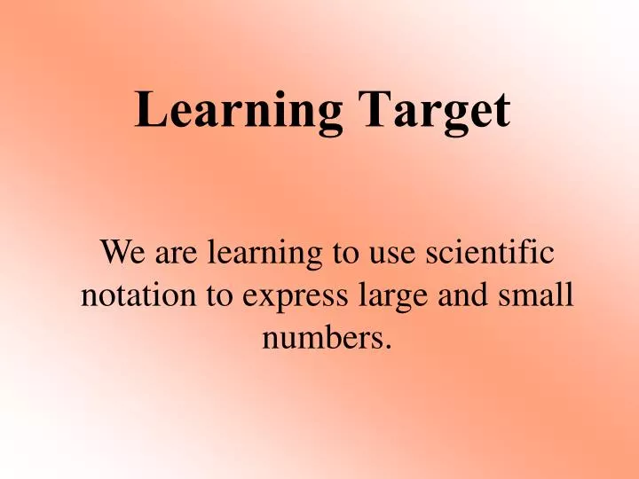learning target