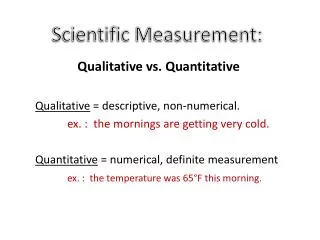 Scientific Measurement: