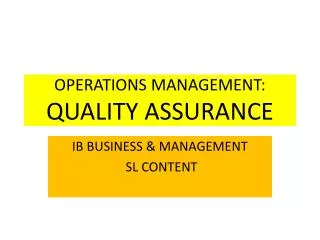 operations management quality assurance