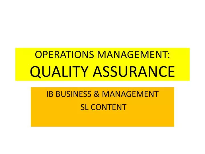 operations management quality assurance