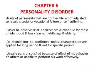 CHAPTER 6 PERSONALITY DISORDER