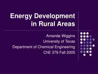 Energy Development in Rural Areas