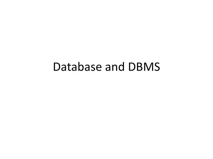 database and dbms