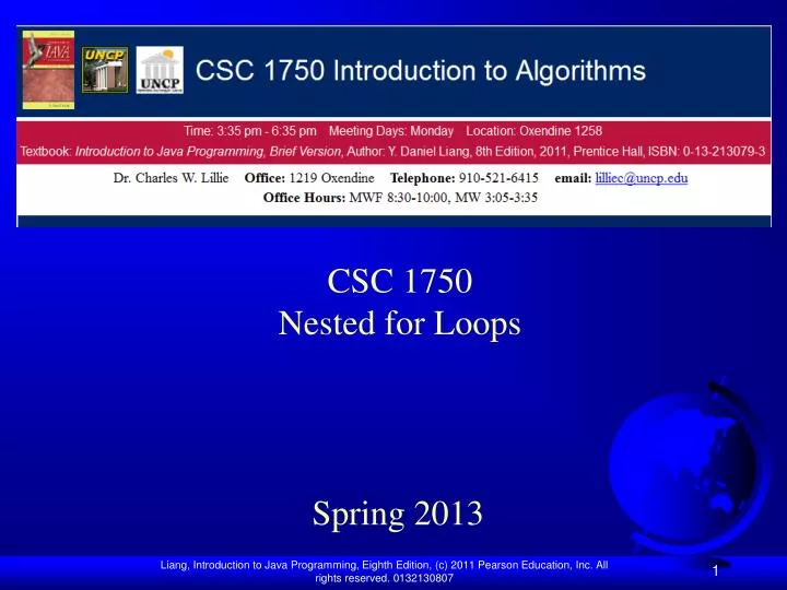 csc 1750 nested for loops