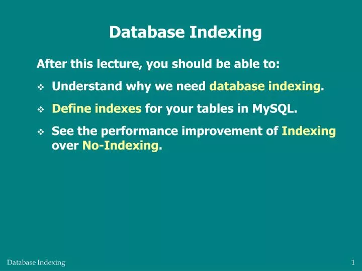 database indexing