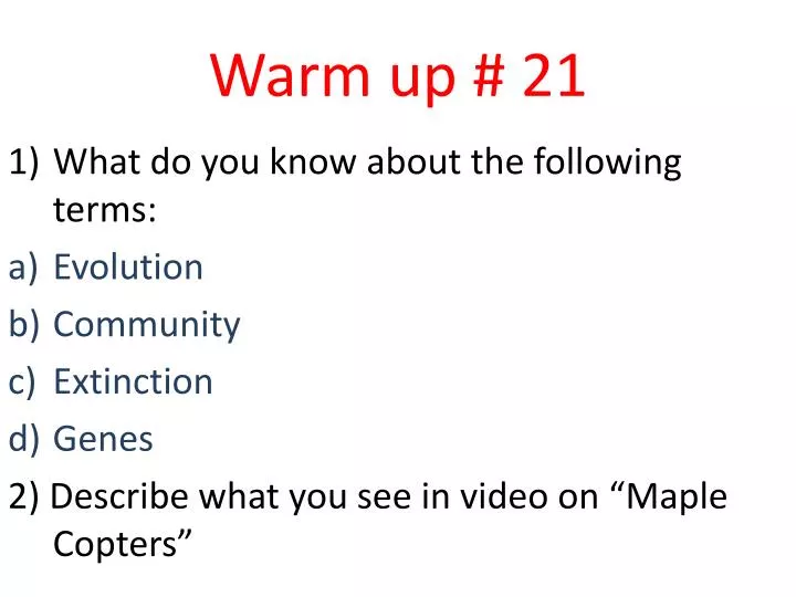 warm up 21