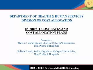DEPARTMENT OF HEALTH &amp; HUMAN SERVICES DIVISION OF COST ALLOCATION