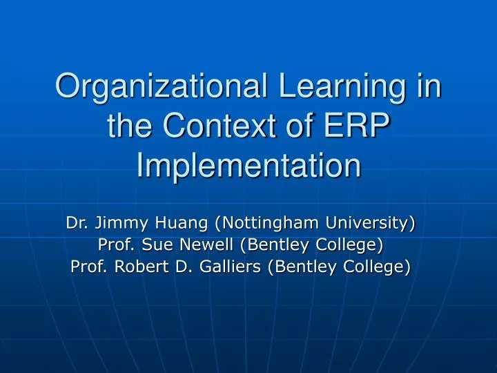 organizational learning in the context of erp implementation