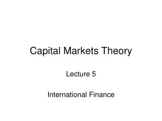 Capital Markets Theory