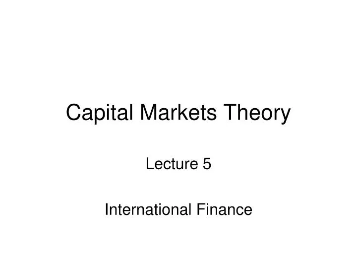 capital markets theory