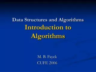 Data Structures and Algorithms Introduction to Algorithms