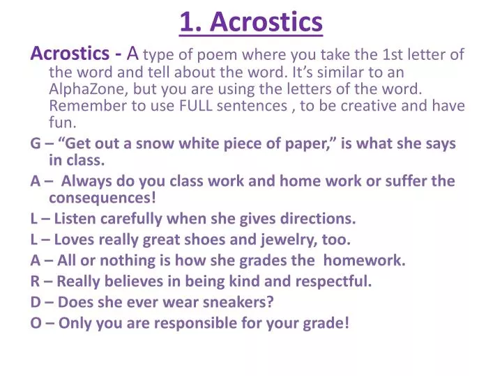 1 acrostics