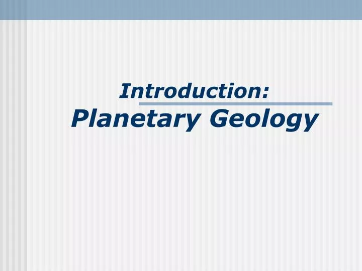 introduction planetary geology
