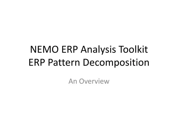 nemo erp analysis toolkit erp pattern decomposition