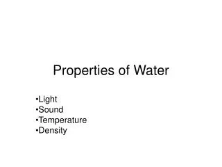 Properties of Water