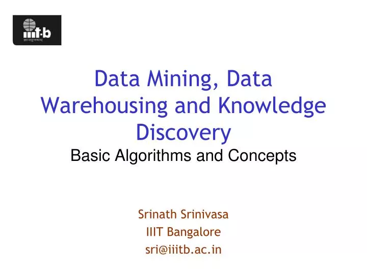 data mining data warehousing and knowledge discovery basic algorithms and concepts