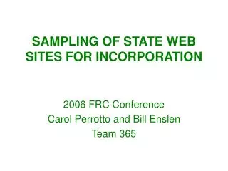 SAMPLING OF STATE WEB SITES FOR INCORPORATION