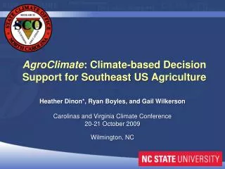 AgroClimate : Climate-based Decision Support for Southeast US Agriculture
