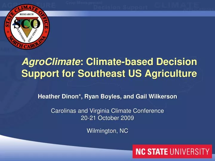 agroclimate climate based decision support for southeast us agriculture