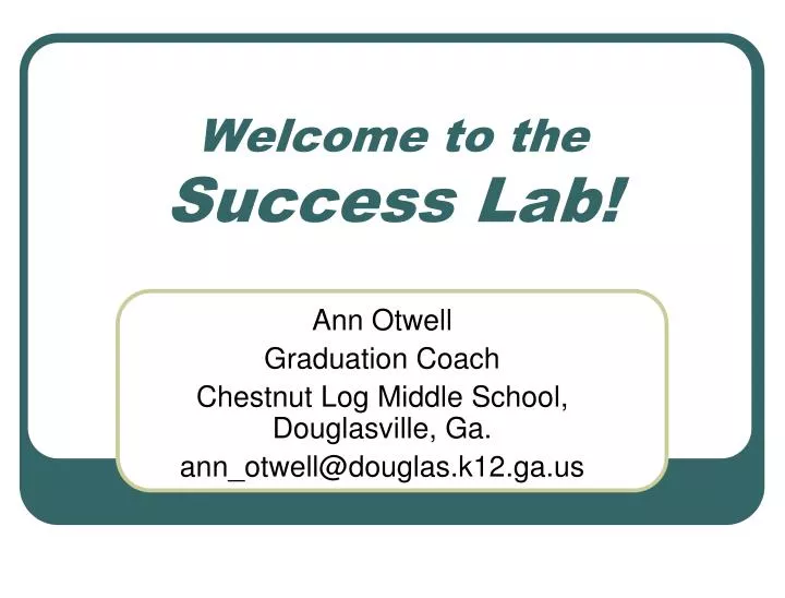 welcome to the success lab