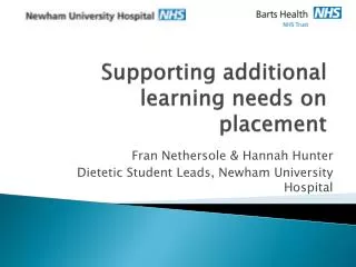 Supporting additional learning needs on placement