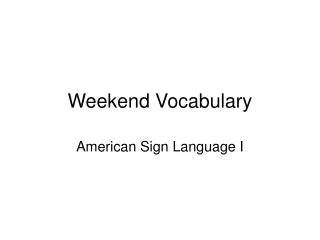 Weekend Vocabulary