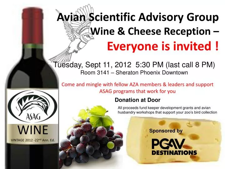 avian scientific advisory group wine cheese reception everyone is invited