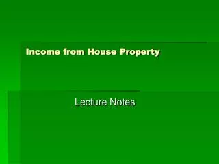 Income from House Property