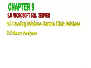 9.0 MICROSOFT SQL SERVER