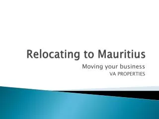 Relocating to Mauritius