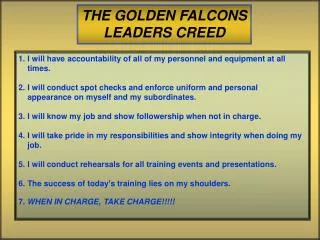 THE GOLDEN FALCONS LEADERS CREED