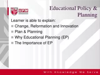 Educational Policy &amp; Planning
