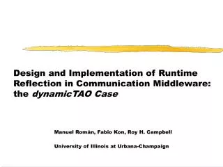 Design and Implementation of Runtime Reflection in Communication Middleware: the dynamicTAO Case