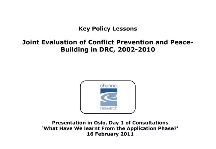 key policy lessons joint evaluation of conflict prevention and peace building in drc 2002 2010