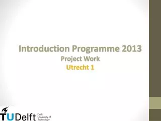 Introduction Programme 2013 Project Work Utrecht 1