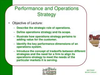 Performance and Operations Strategy
