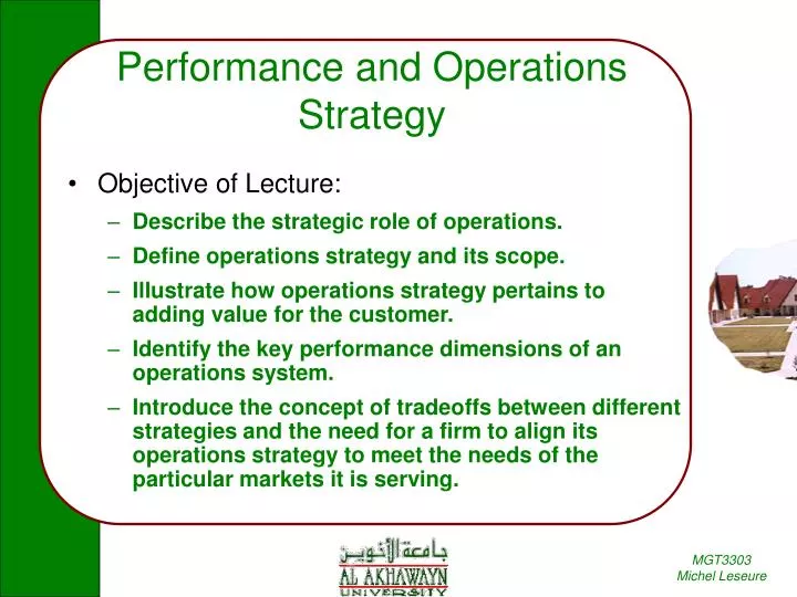 performance and operations strategy