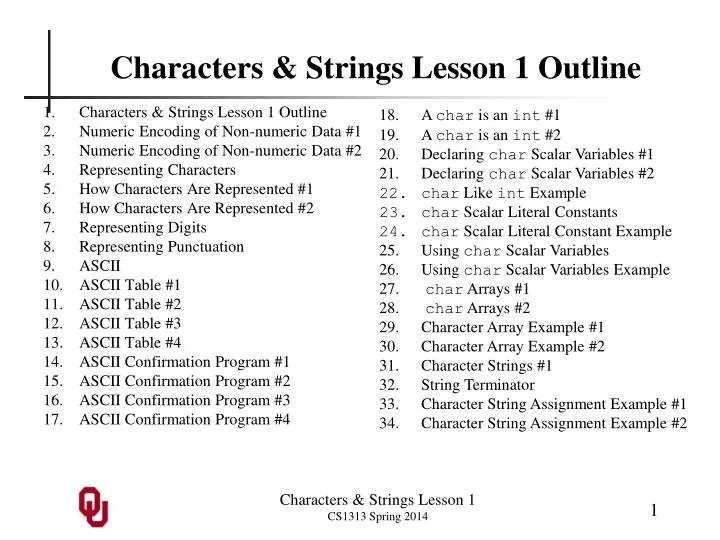 characters strings lesson 1 outline