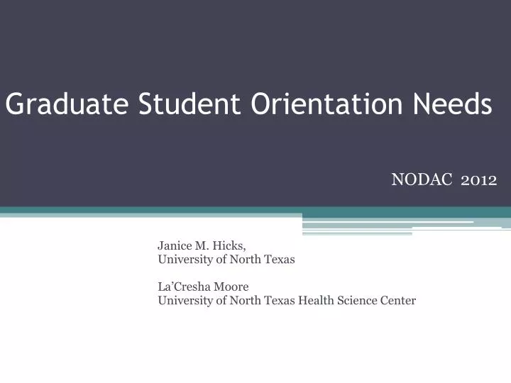 graduate student orientation needs