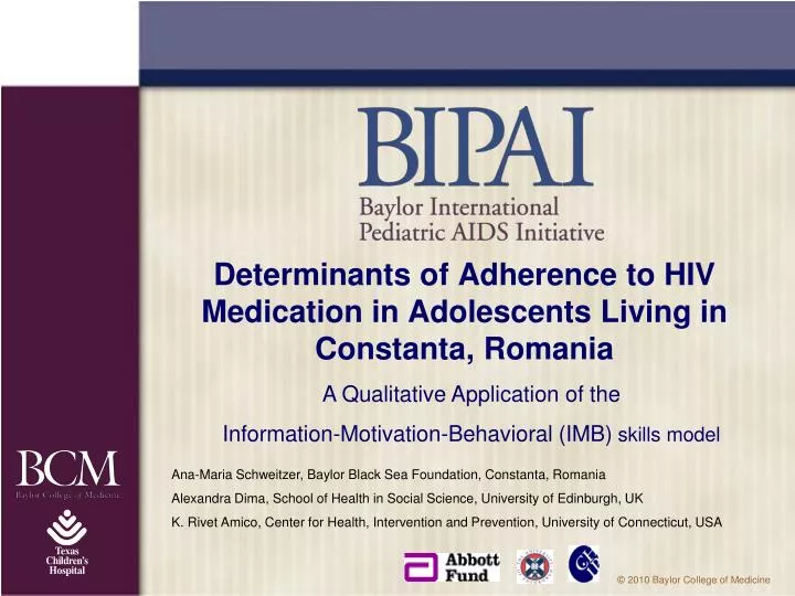 determinants of adherence to hiv medication in adolescents living in constanta romania