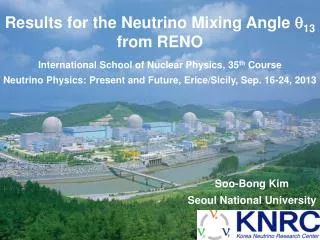 Results for the Neutrino Mixing Angle q 13 from RENO