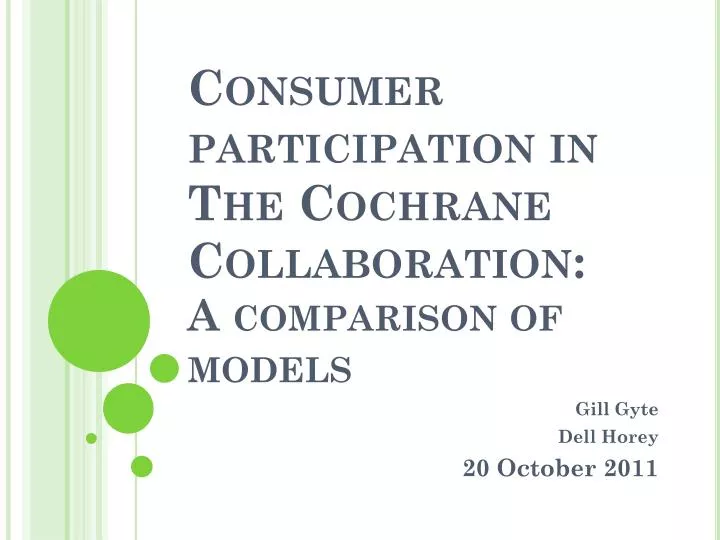 consumer participation in the cochrane collaboration a comparison of models