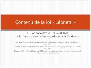 contenu de la loi l onetti