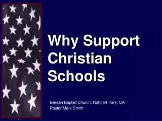 Why Support Christian Schools