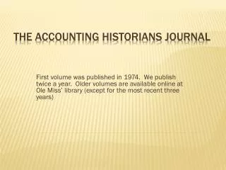 The Accounting Historians Journal