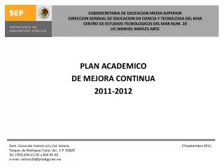 plan academico de mejora continua 2011 2012