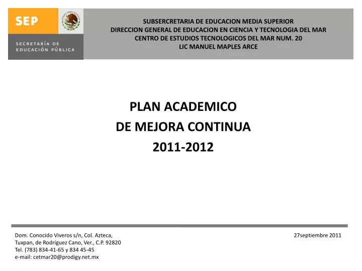 plan academico de mejora continua 2011 2012