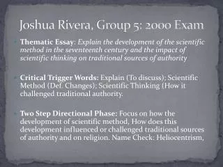 Joshua Rivera, Group 5: 2000 Exam