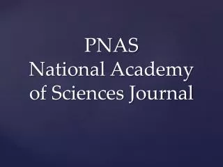 pnas national academy of sciences journal
